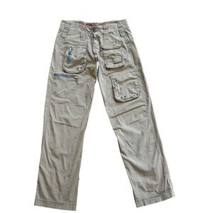 Vintage Pete & Greta by Johnny Was beige Khaki Pocket Cargo Pants Trousers Tan 0